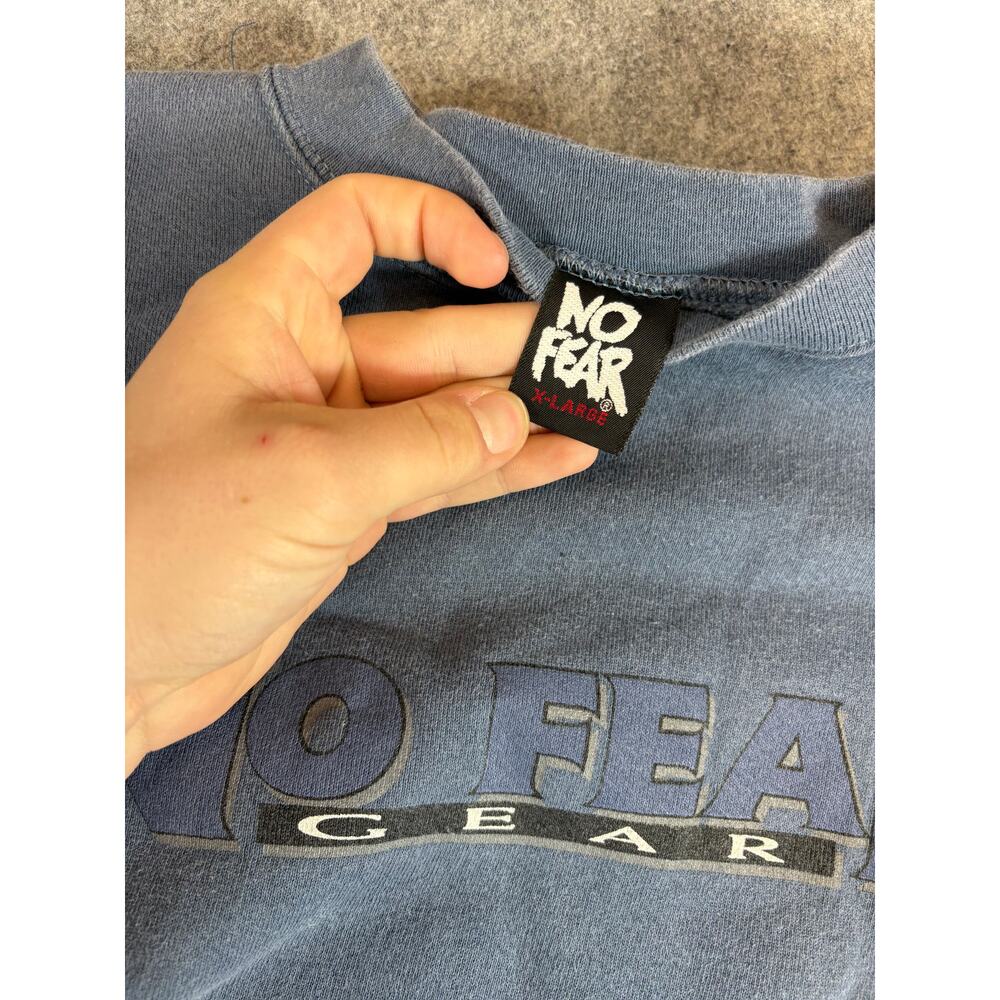 Vintage No Fear Gear Spellout Sweatshirt Mens XL Blue Crewneck Streetwear Y2K - Picture 3 of 5